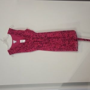 MOTHERHOOD MATERNITY Hot Pink Black Floral Chiffon Faux Wrap Style Dress